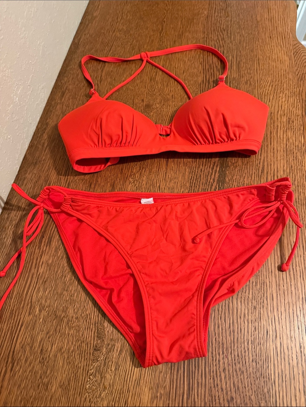 Athleta Red Bikini Set - String Tie Bottoms